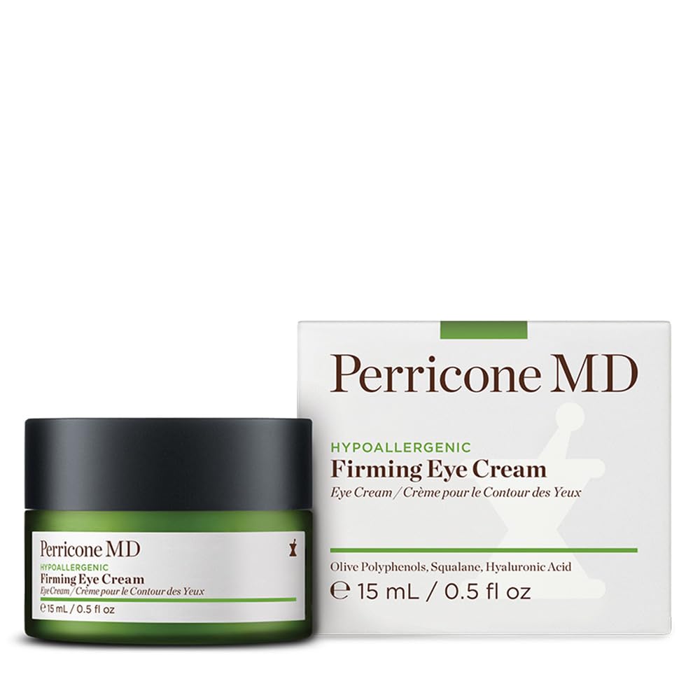 Perricone MD hypoallergenic firming eye cream dispensing bottle for daily use.