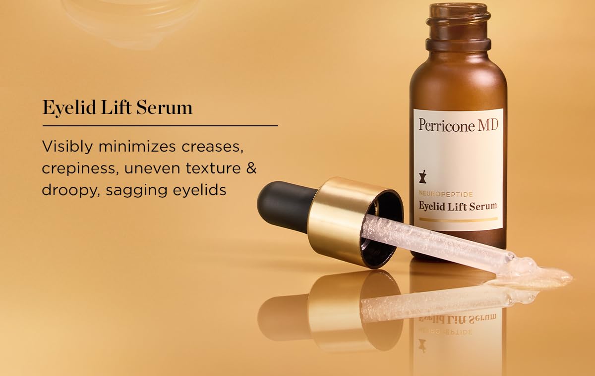Perricone MD Neuropeptide Eyelid Lift Serum close-up texture on skin for smooth feel.