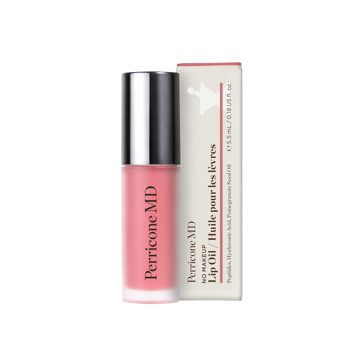 Perricone MD lip oil wand applying non-sticky gloss for smooth texture.