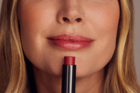 Perricone MD No Makeup Lipstick Berry application close-up highlights sheer natural color