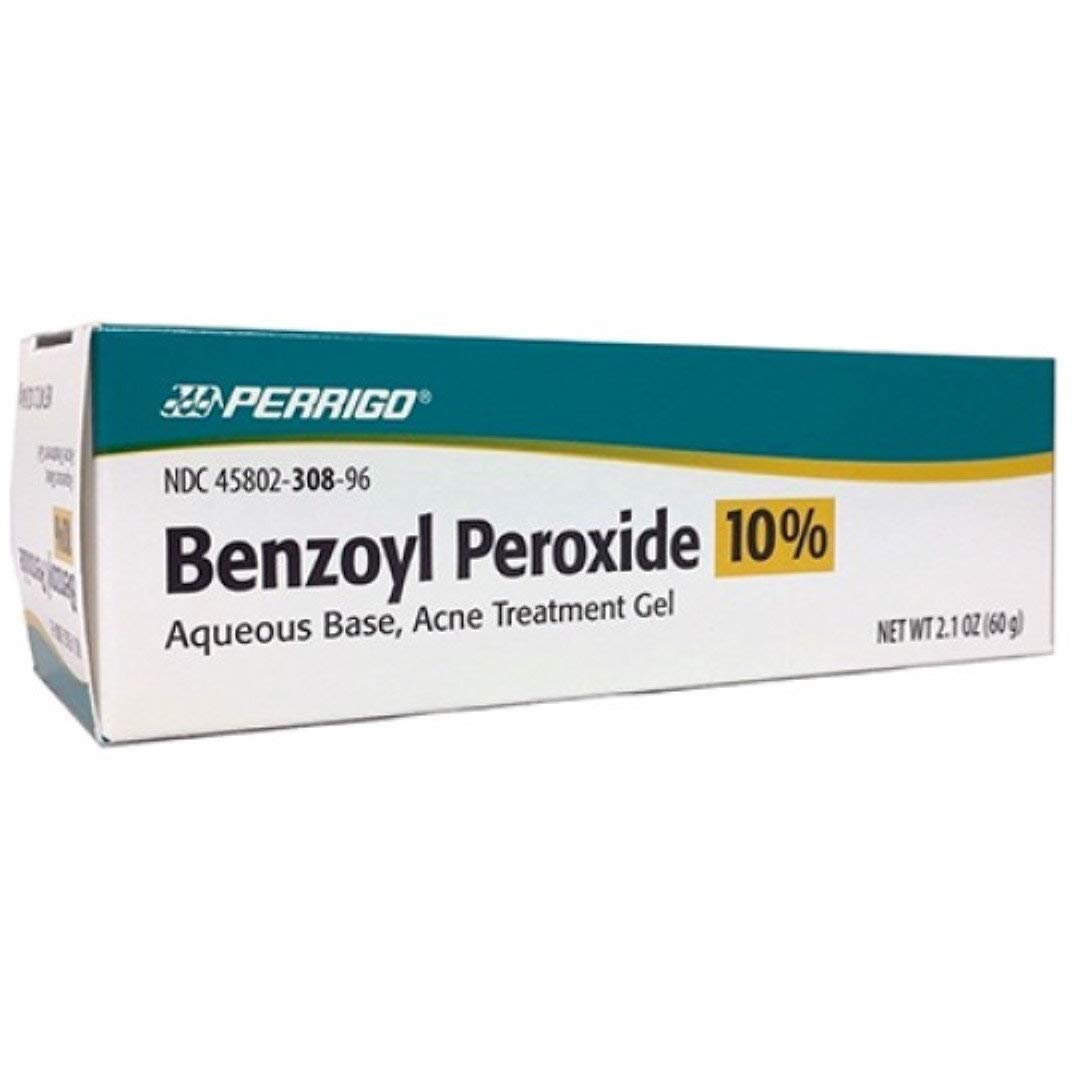 Perrigo benzoyl peroxide acne gel tubes for daily use to help reduce blemishes.