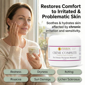 Perrin Naturals Creme Complete jar emphasizes rich texture ideal for dry areas.