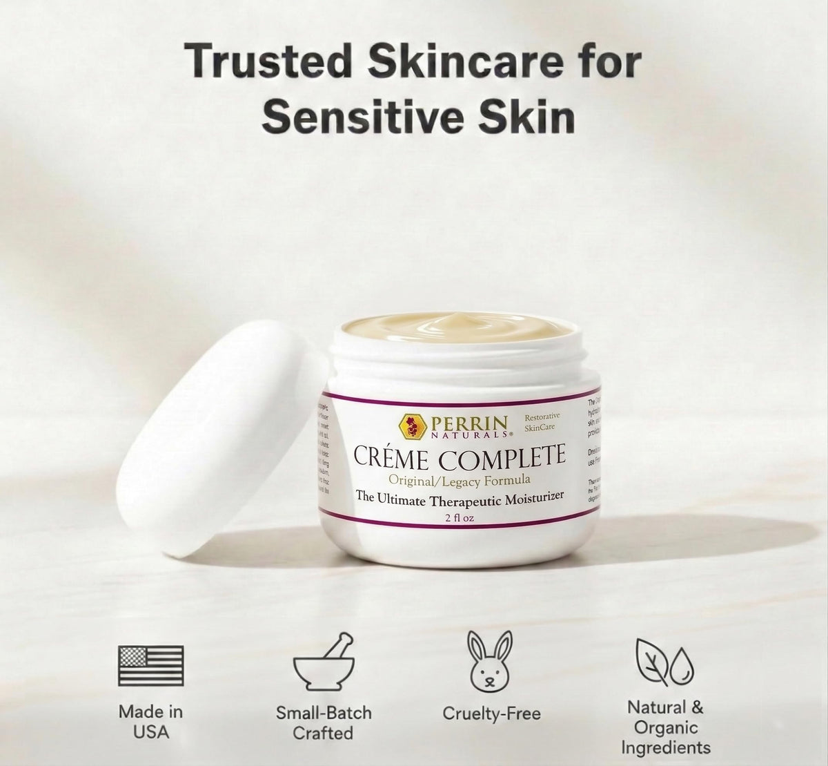 Perrin Naturals Creme Complete supports a simple daily moisturizing routine.