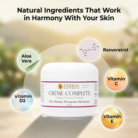 Perrin Naturals Creme Complete natural ingredients including aloe and vitamins.