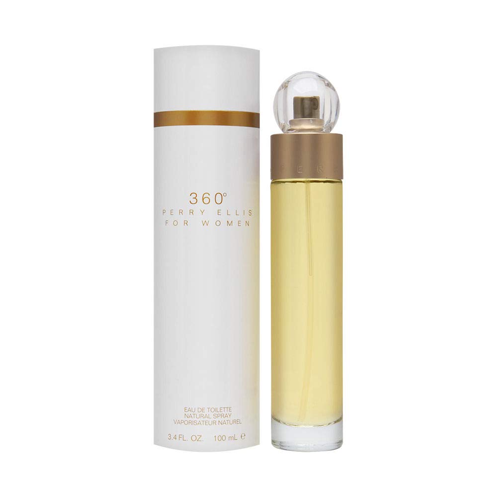 Perry Ellis 360 Degrees bottle front view, fresh fruity-floral fragrance for everyday wear
