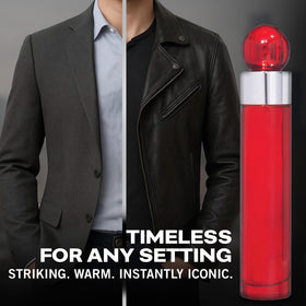 Perry Ellis 360 Red cap and label highlighting premium branding.