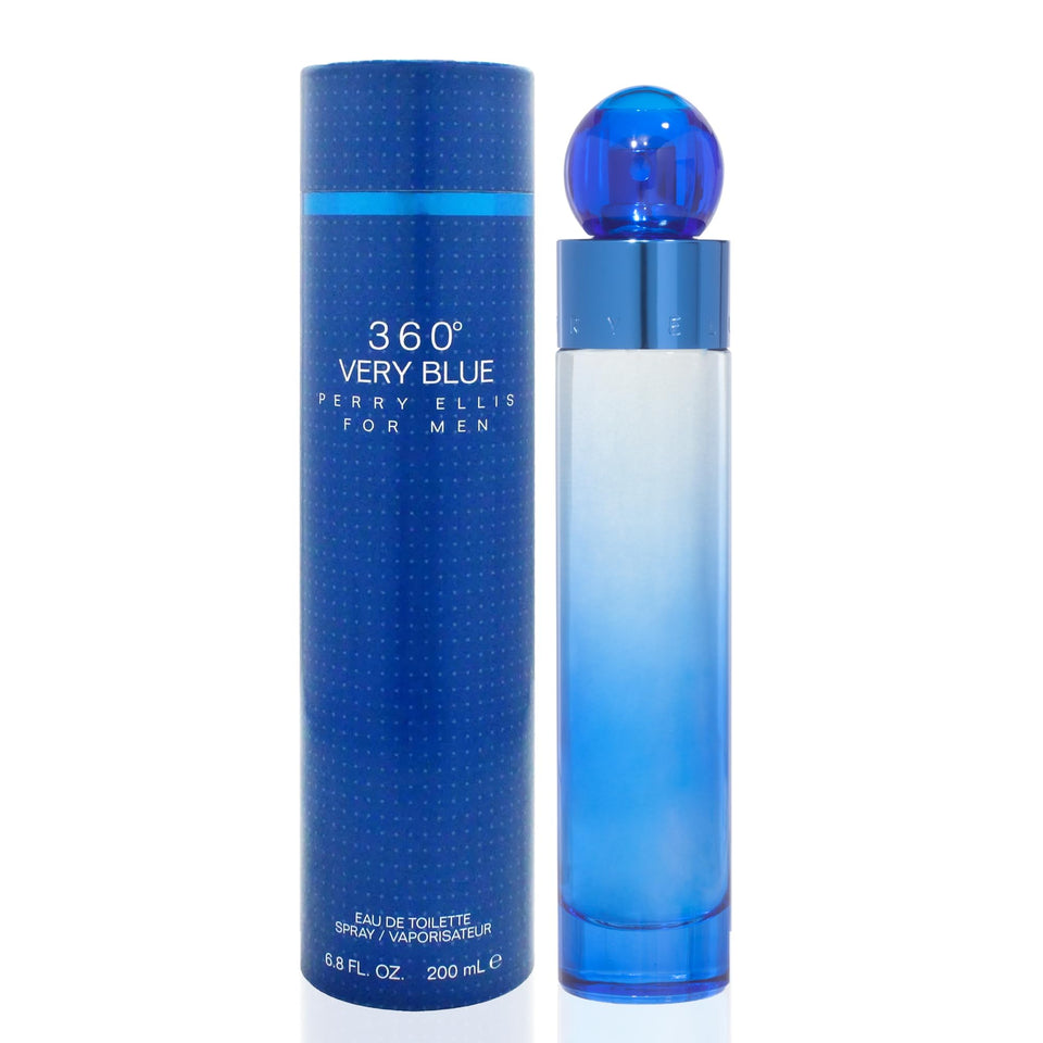 Perry Ellis 360 Very Blue bottle shows a sleek blue hue for daily wear.