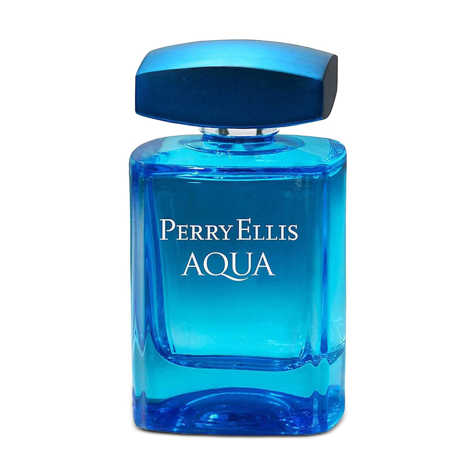 Perry Ellis Aqua bottle front, crisp seaside fragrance ideal for everyday wear