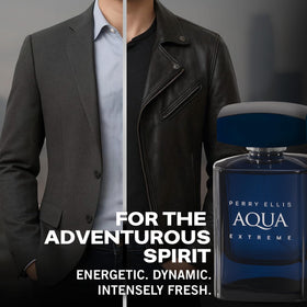 Perry Ellis Aqua Extreme atomizer shot demonstrates even spray distribution.