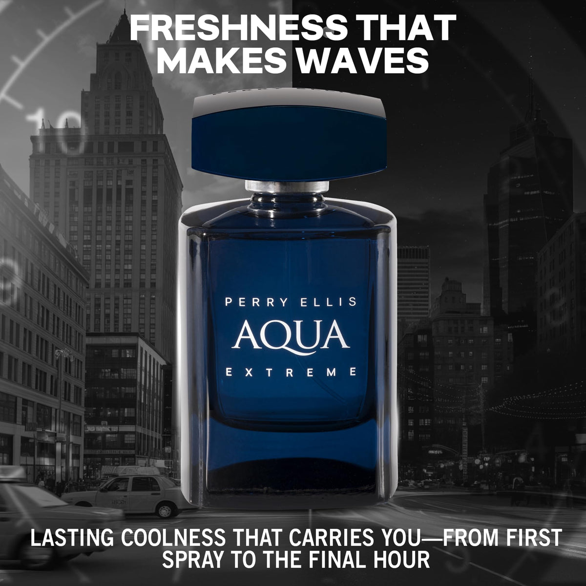 Perry Ellis Aqua Extreme cap detail with sleek modern design.
