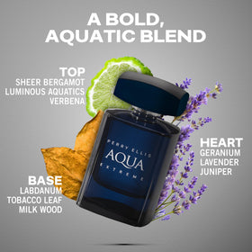 Perry Ellis Aqua Extreme packaging closeup shows premium presentation.