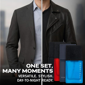 Perry Ellis Pure Blue bottle pour, energizing citrus with ocean hints.