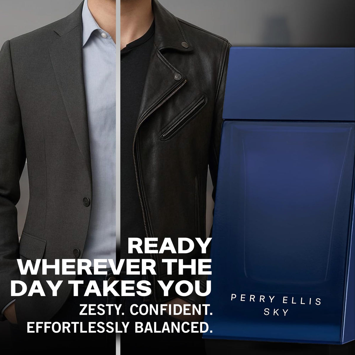 Perry Ellis Sky EDT box packaging with sleek branding