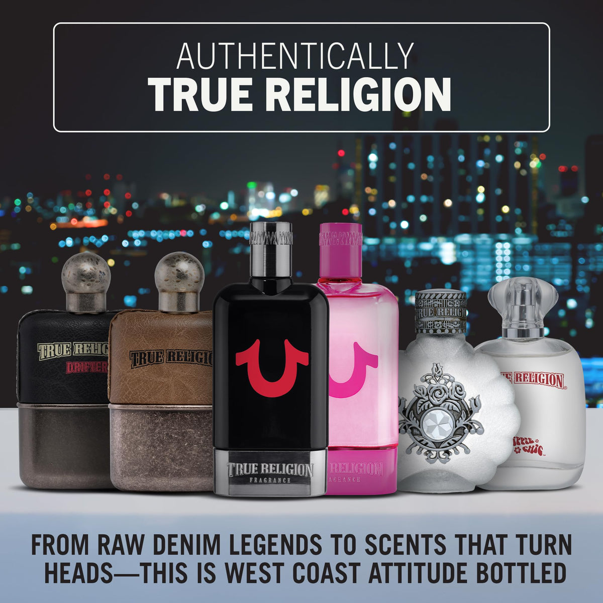 Perry Ellis True Religion Original Scent lifestyle vibe for day or evening wear.