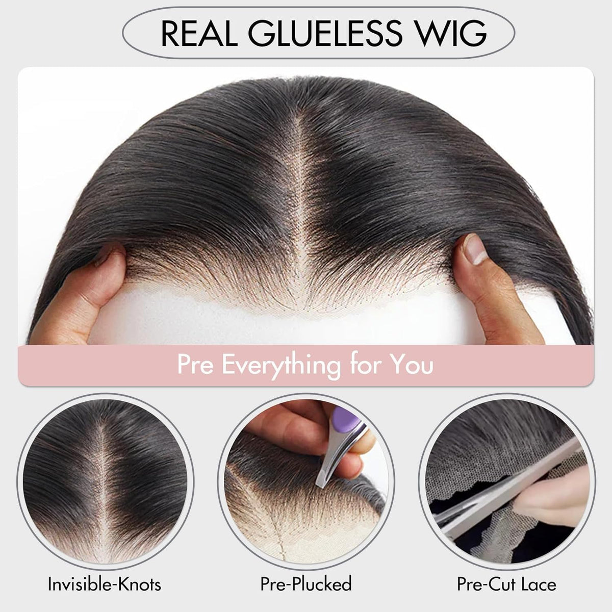 Perselene pre-plucked natural hairline on the wig front view.