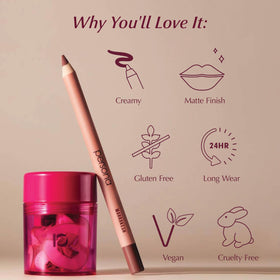 Contour outline with PERSONA Americano Lip Liner Pencil defines natural lips clearly.