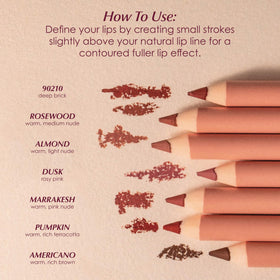 On-lips swatch with PERSONA Americano Lip Liner Pencil displaying soft matte finish.