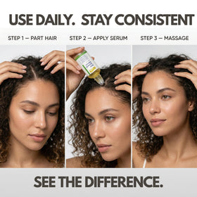 Persona Beauty roll-on targets thinning areas for direct root delivery at scalp sections.