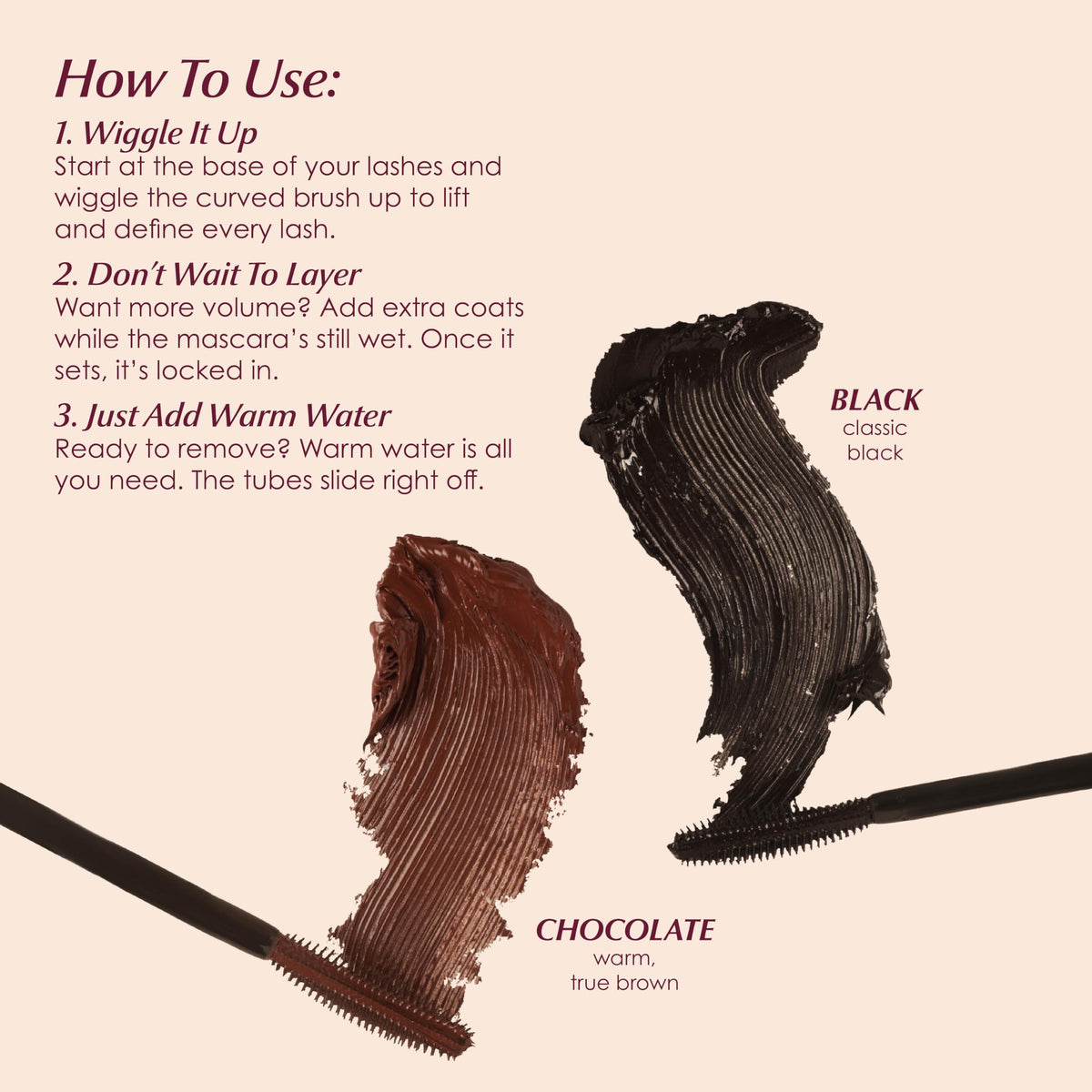 Full lash look with PERSONA tubing technology delivers lift and length.