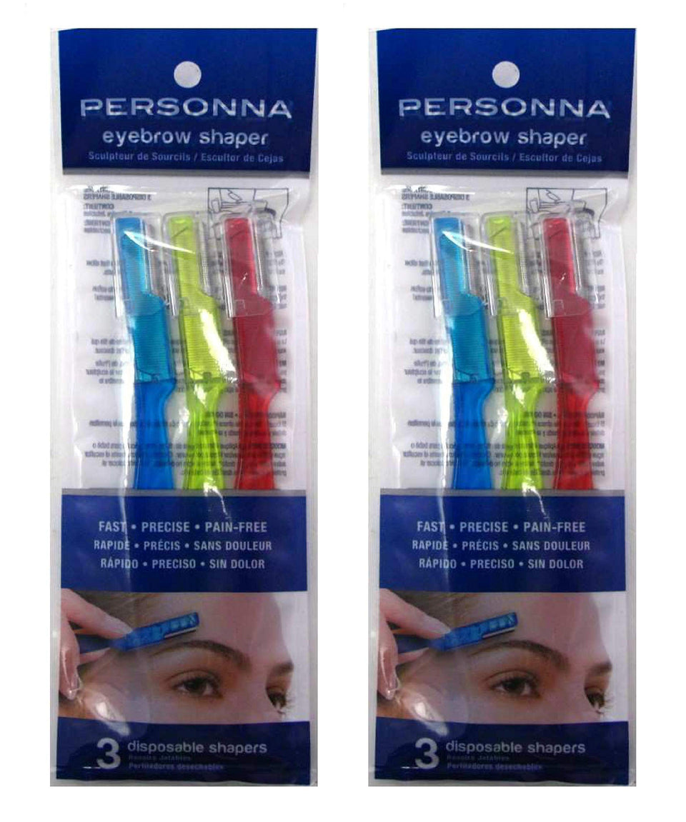 Personna Eyebrow Shapers 3-count pack close-up for precise brow detailing at home