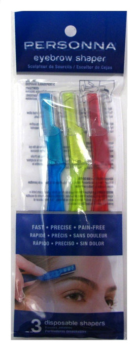 Personna Eyebrow Shapers 3-count pack in-use offers quick grooming for neat brows