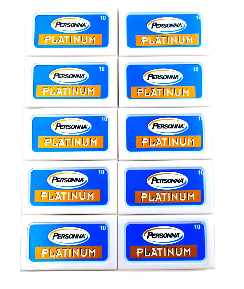 Personna Platinum Double Edge blades pack for long-lasting, cost-efficient shaves with a smooth, forgiving edge