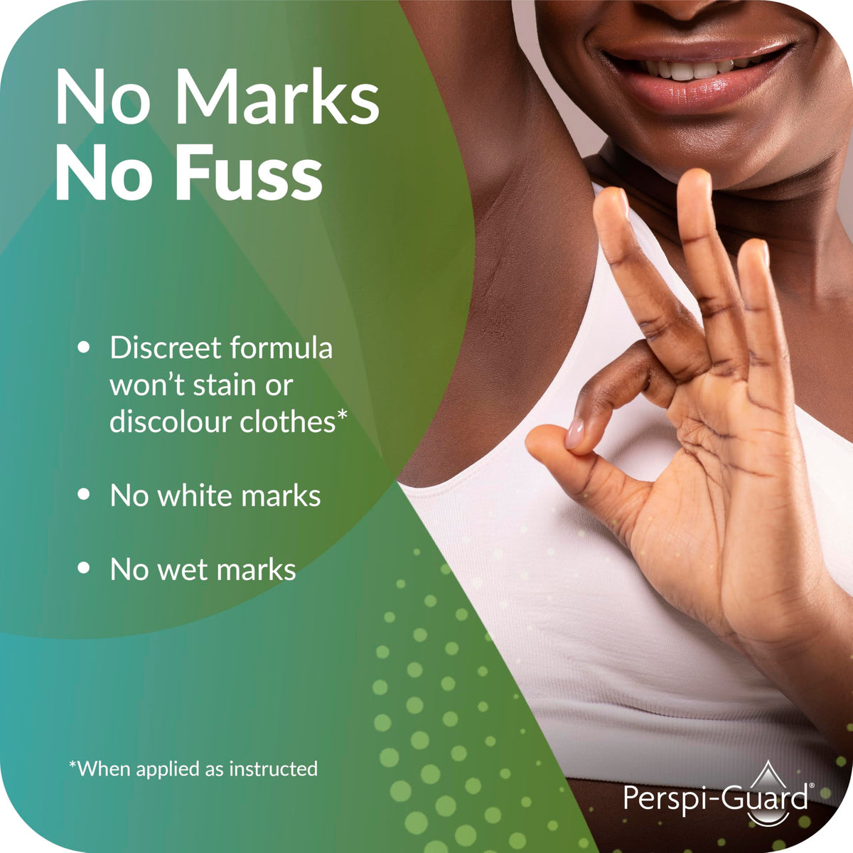 Perspiguard dermatologically tested formula gentle on sensitive skin