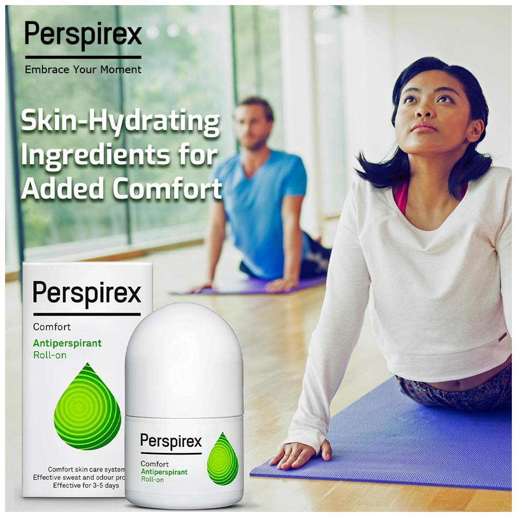 Perspirex Comfort roll-on application demonstrates easy, skin-friendly daily protection.