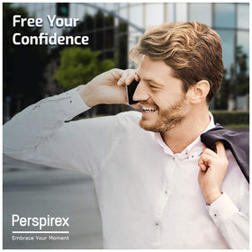 Perspirex Plus office scenario shows daytime use for confidence.