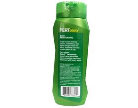 Pert 2 in 1 Clasic Clean shampoo bottle dispensing demonstrates a quick daily routine