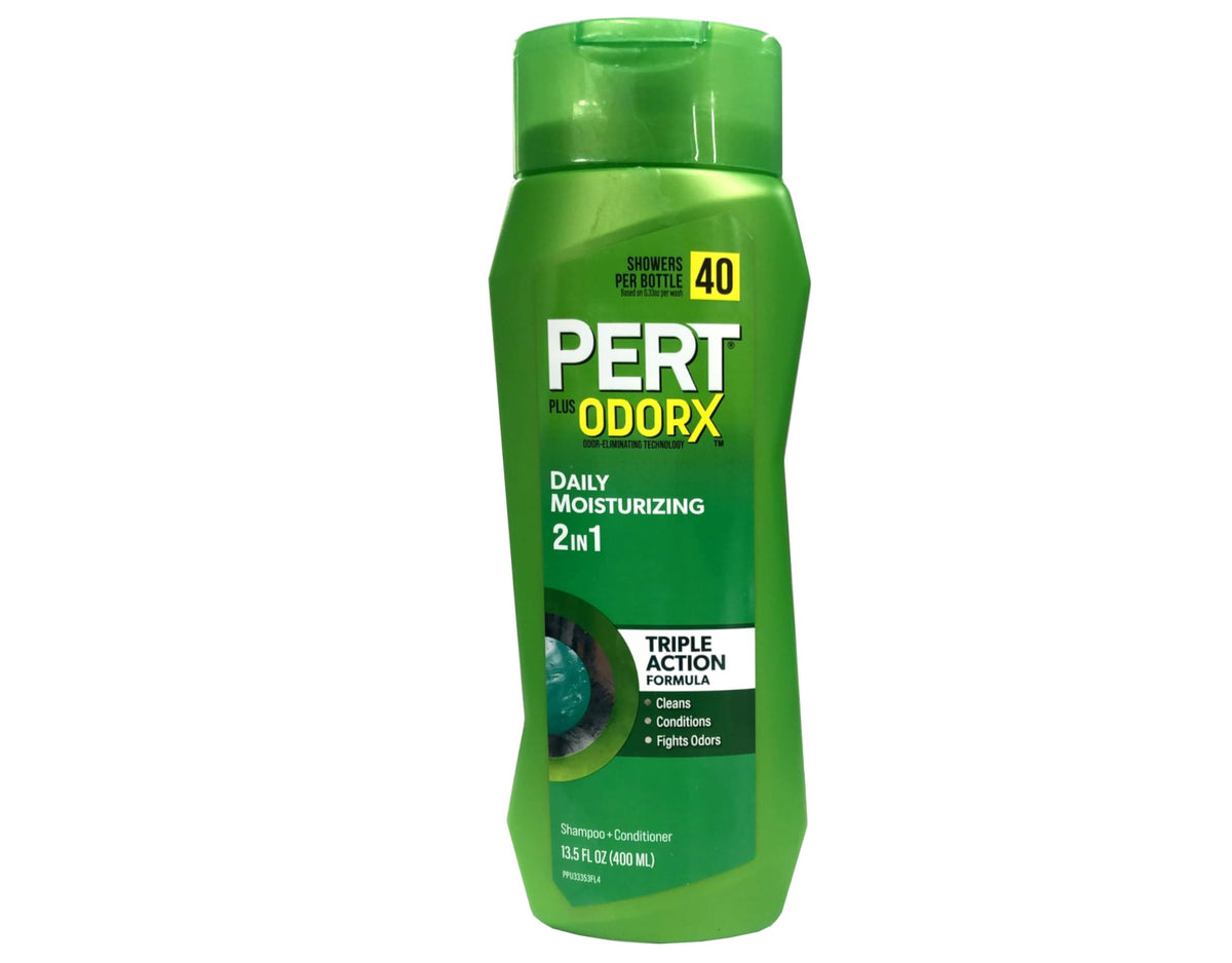 Pert Plus 2-in-1 on bathroom shelf ready for daily use.