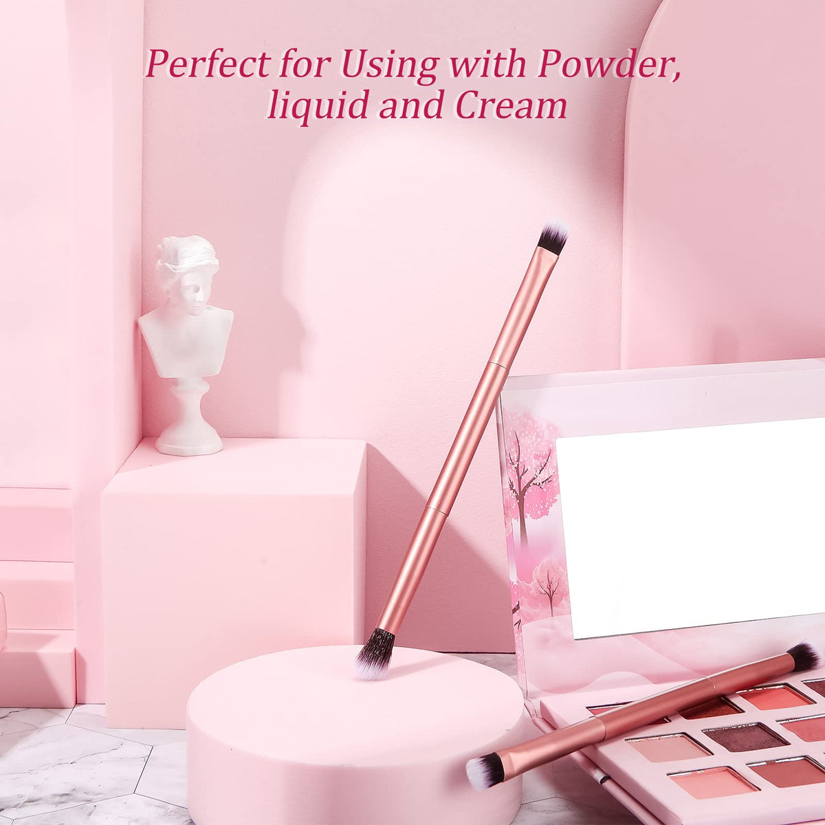 Perthlin rose-gold handle brush highlighting premium design for makeup