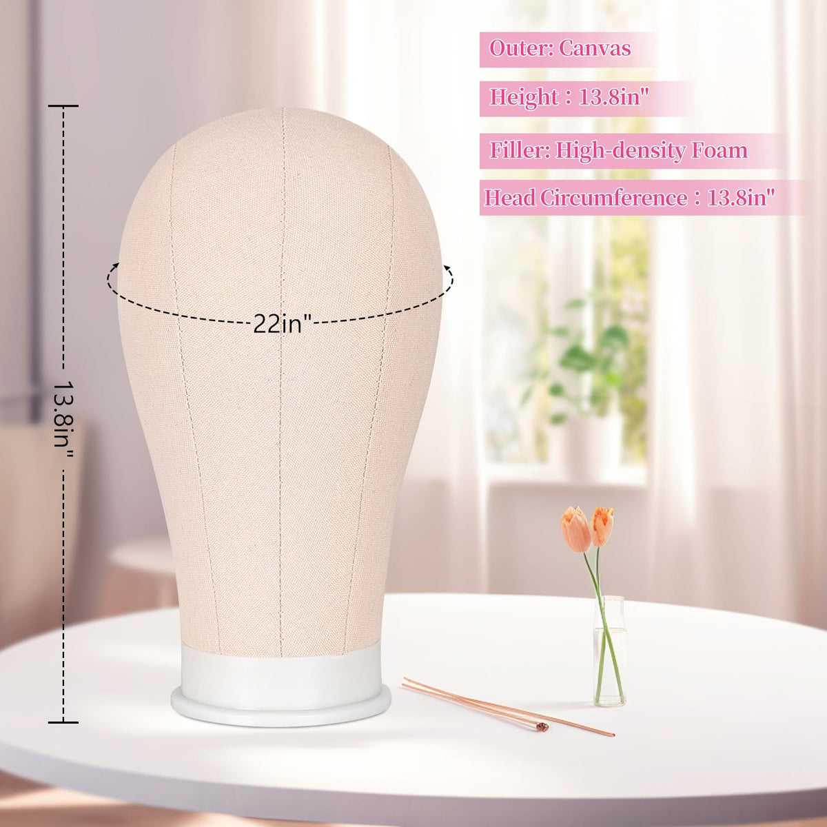 Pet Baby 22-In canvas wig head provides a durable surface for pinning and shaping