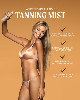 Peta Jane spray-on tanning mist application for even coverage