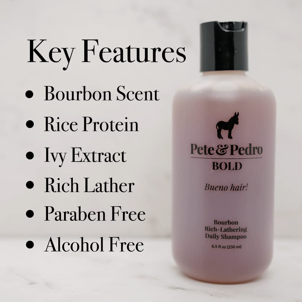 Pete & Pedro Bold rich-lather demonstrates thorough cleansing and easy rinse.