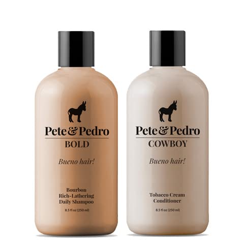 Pete & Pedro Bold shampoo bottle with masculine bourbon scent for daily cleansing.