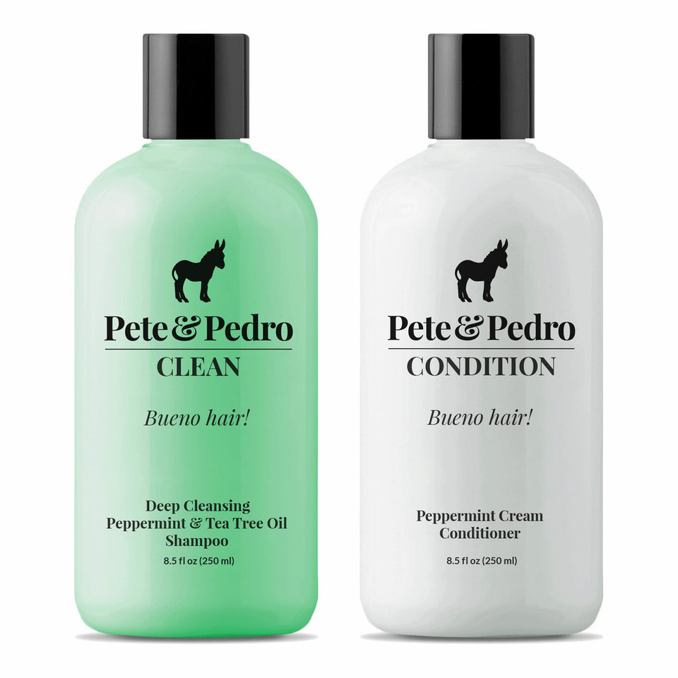 Pete & Pedro Clean Shampoo pour for refreshing daily scalp cleanse.