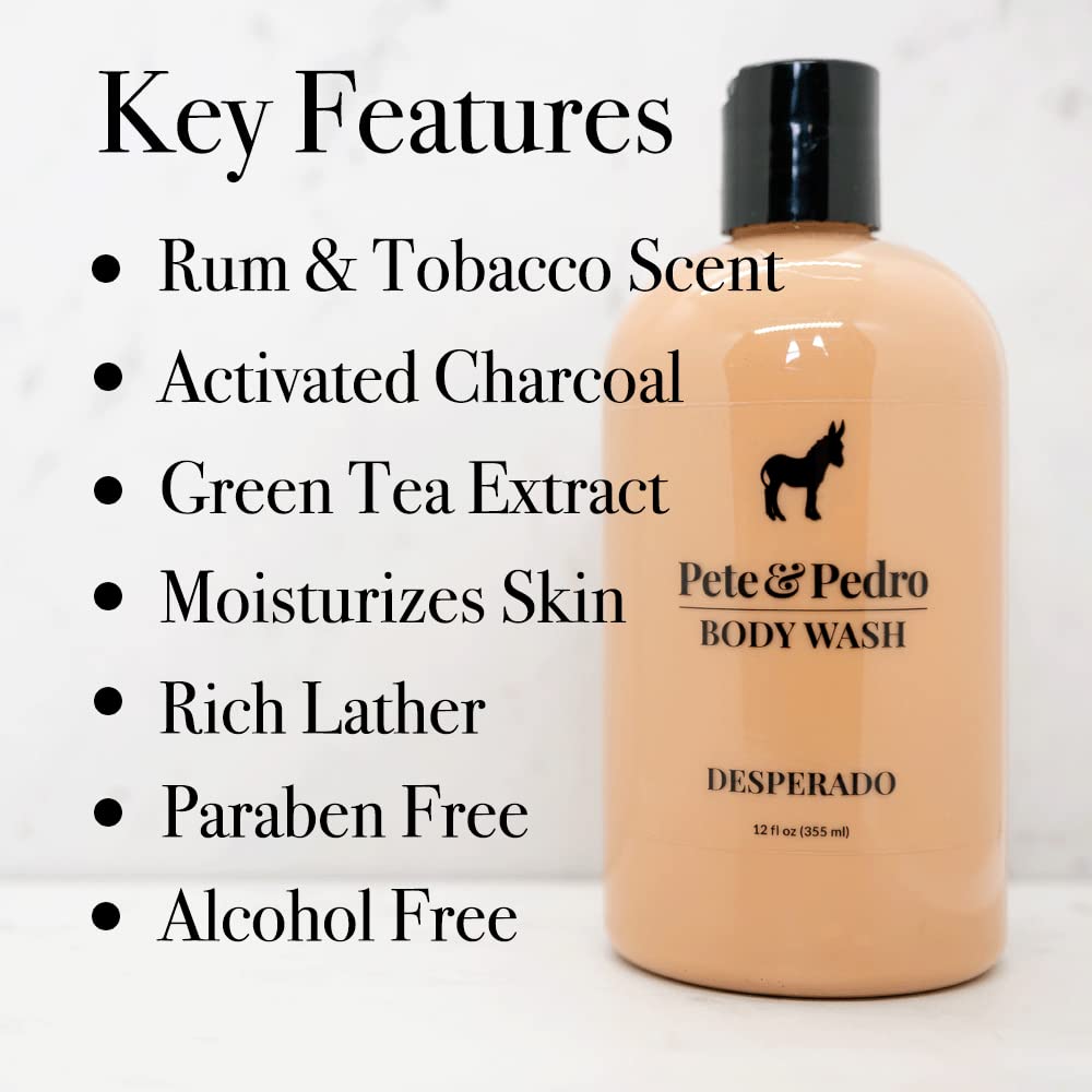 Desperado bottle label close-up highlighting activated charcoal for impurities removal