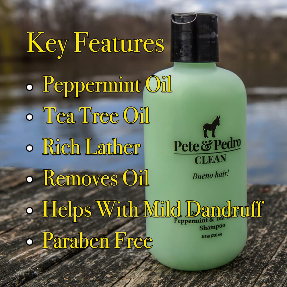 Pete & Pedro Peppermint Cream Conditioner dispensing action for hydrated hair.