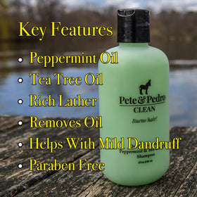 Pete & Pedro Peppermint Cream Conditioner dispensing action for hydrated hair.