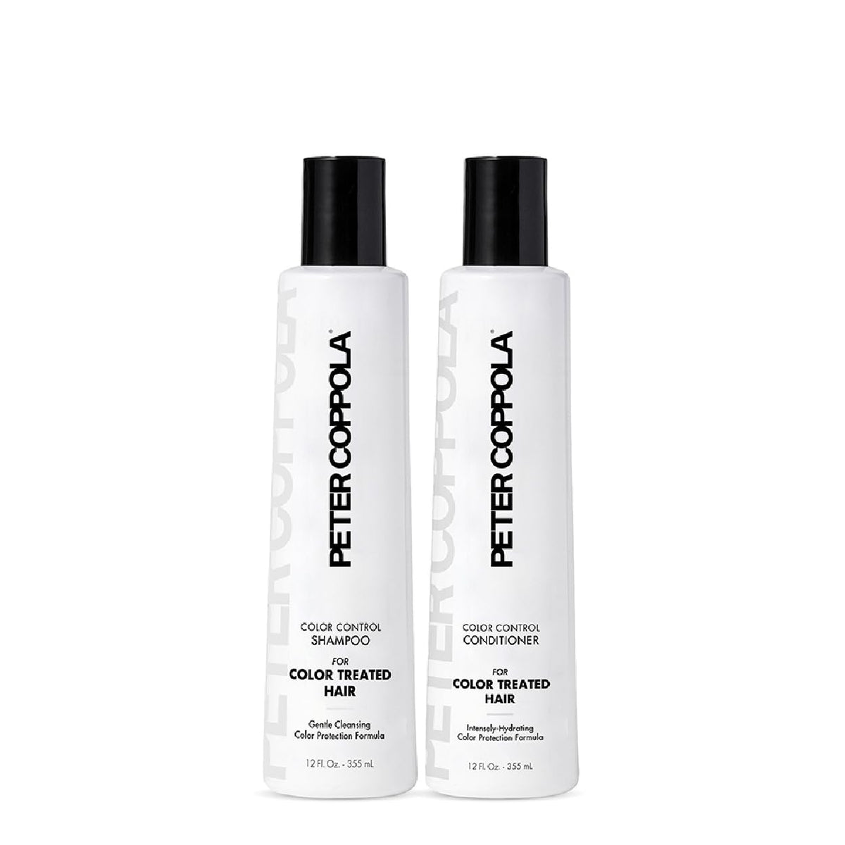Peter Coppola Color Control shampoo bottle shows color-safe hydration for treated hair.