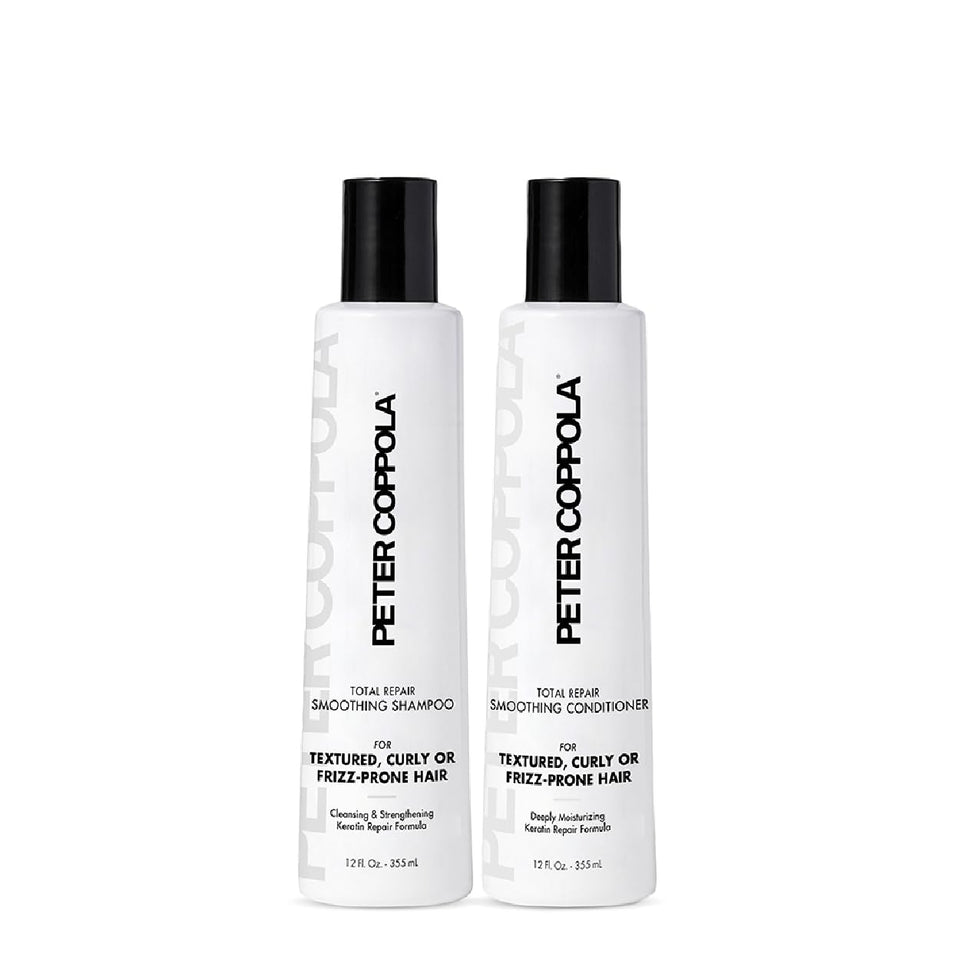 Peter Coppola Total Repair Shampoo bottle for color-safe cleansing and keratin aftercare.