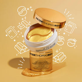 Peter Thomas Roth 24K Gold Hydra-Gel Eye Patches close-up for de-puffing and brightening under-eye area