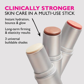 Peter Thomas Roth Collagen Bounce Stick hyaluronic spheres close-up highlighting plump, hydrated skin