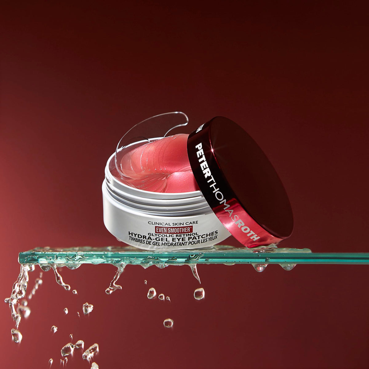 Close-up of Peter Thomas Roth Even Smoother patches on under-eye area