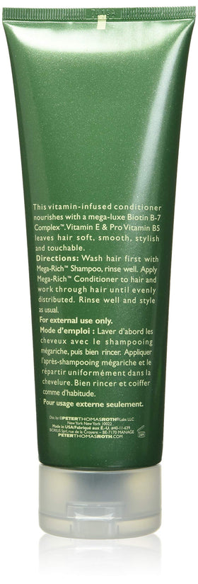 Peter Thomas Roth Mega-Rich Nourishing Conditioner packaging highlights vitamin-rich Biotin B-7 Complex.