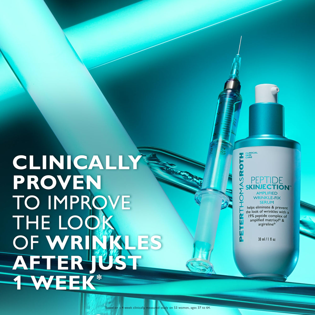 Peter Thomas Roth peptide-skinjection closeup bottle highlighting ingredient-rich formula.
