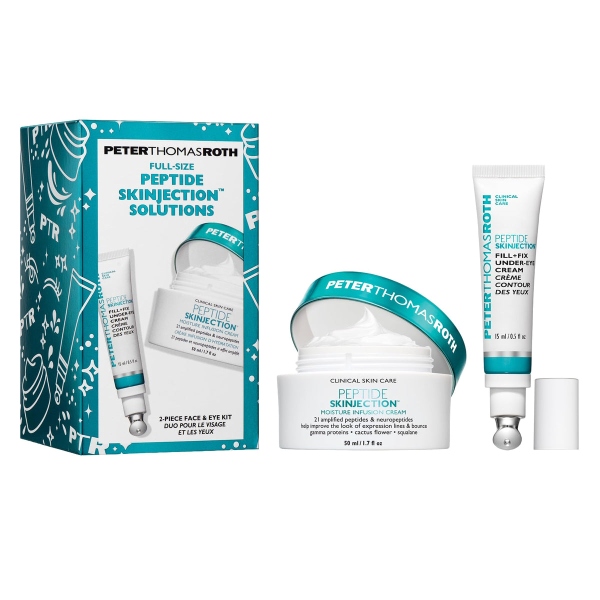 Peter Thomas Roth Peptide Skinjection Fill plus Fix under eye cream bottle showing targeted hydration