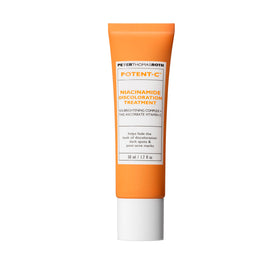 Peter Thomas Roth Potent-C Niacinamide Discoloration Treatment bottle highlights brightening potential for uneven skin tone