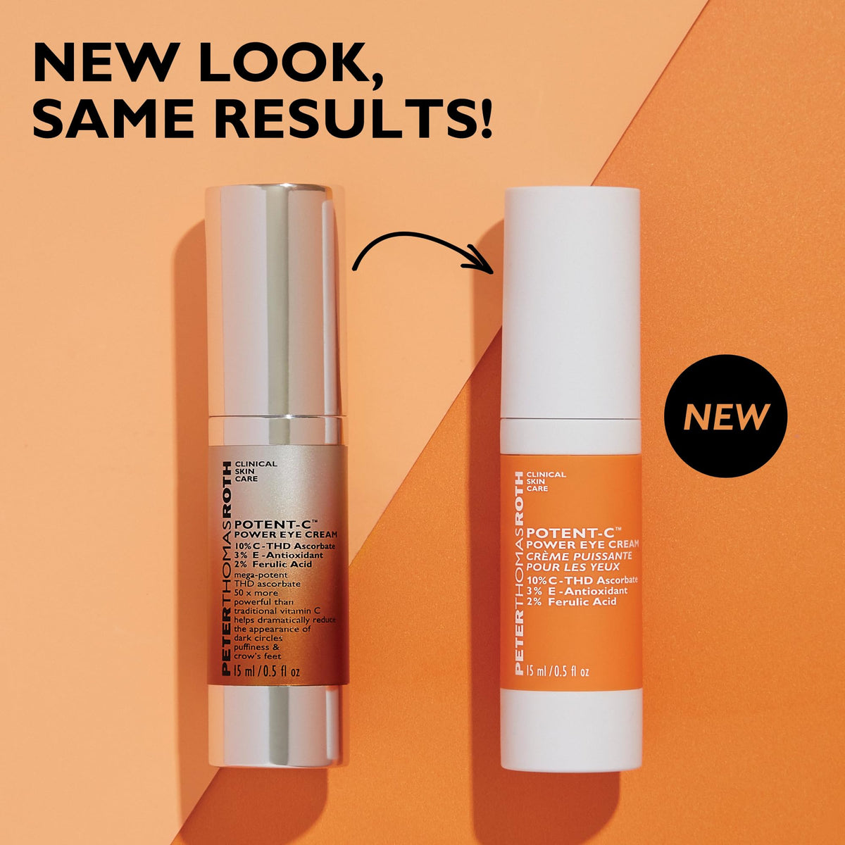 Peter Thomas Roth Potent-C Power Eye Cream packaging on vanity display